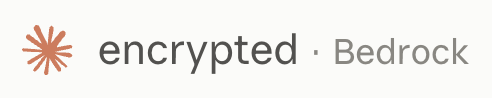 Zoomed view of the “encrypted · Bedrock” indicator in Claude Desktop